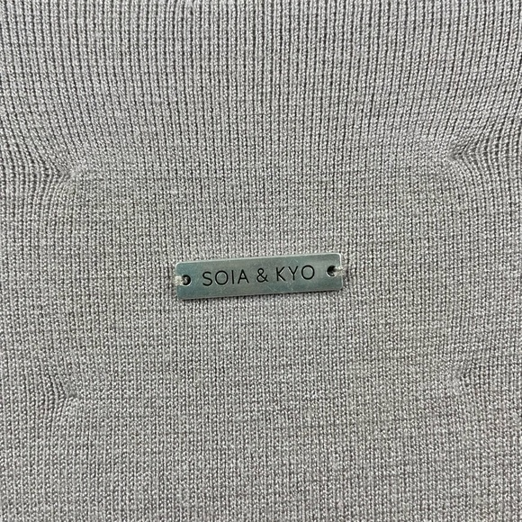 NEW Soia & Kyo Cordelia Varsity Coatigan Cardigan in Latte (Grey Taupe) Size S - Picture 8 of 8